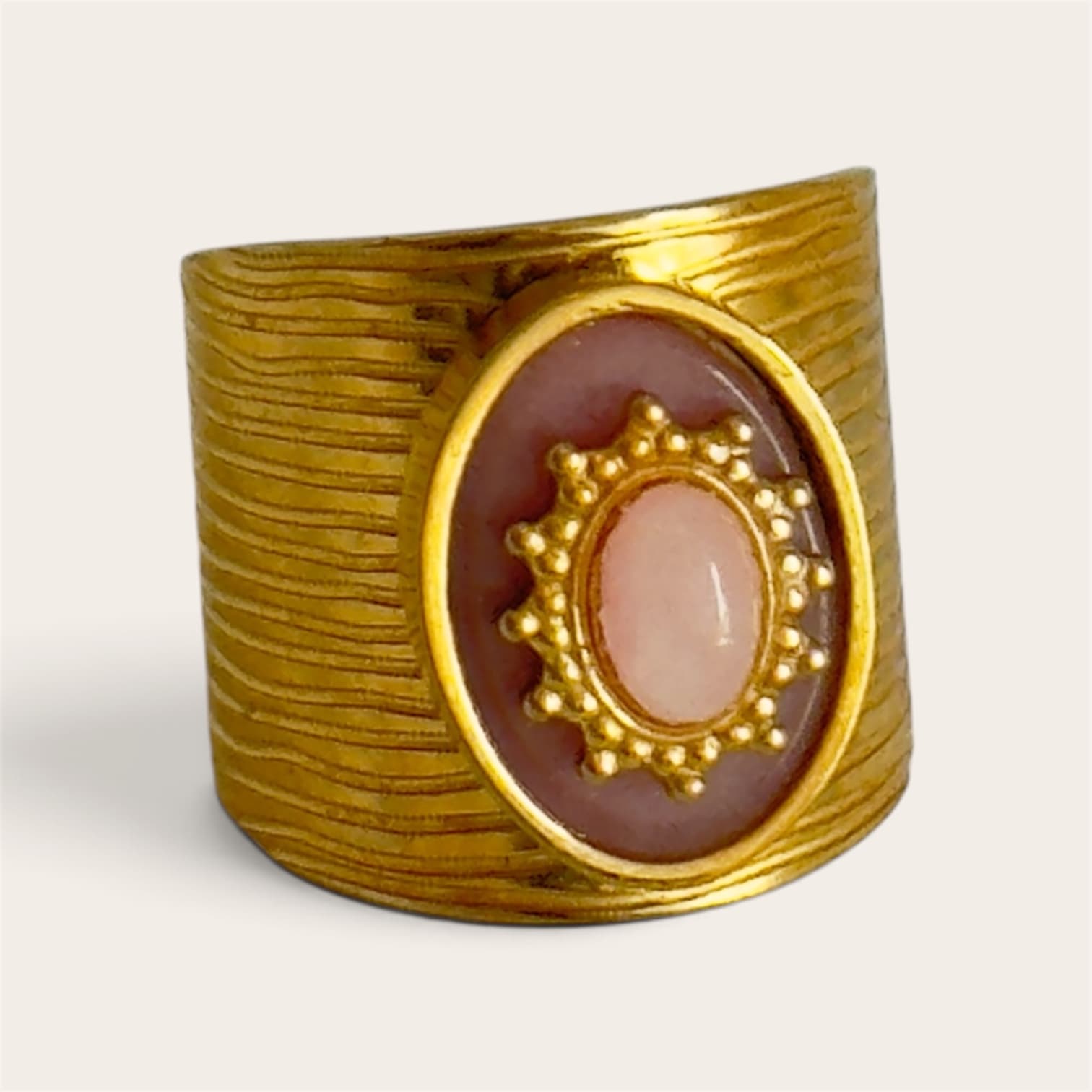 Medallón Aztec | Oro con piedra Rosa Salmon